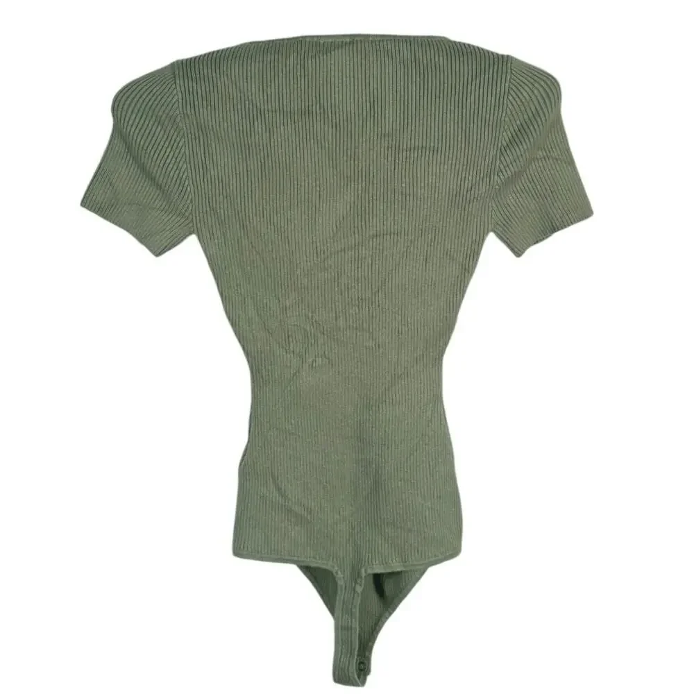 Abercrombie & Fitch Sweetheart Corset Bodysuit Size XS Sage Green Romantic Sexy